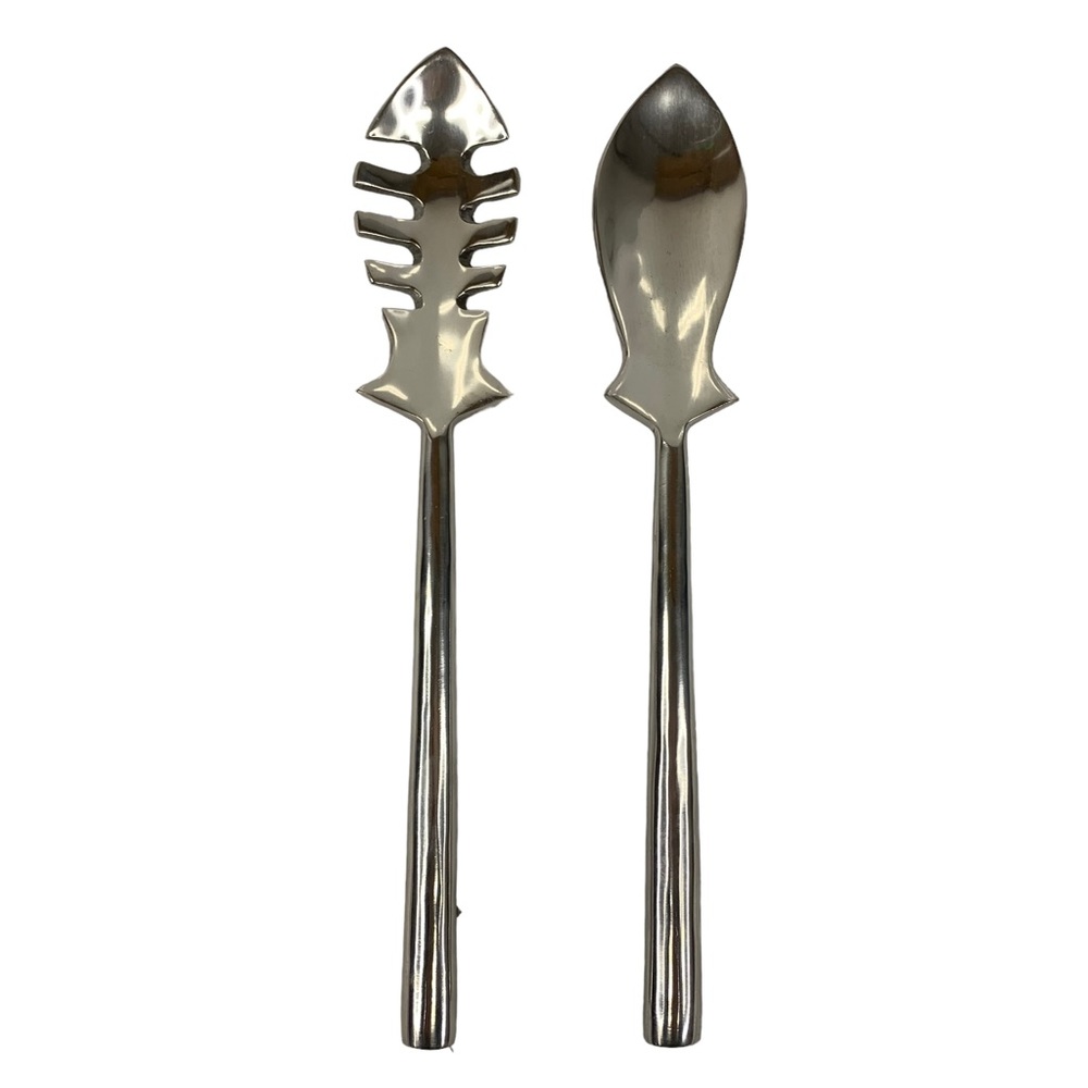 Serving Fork & Spoon Set Ihi Made In India‎ Vintage 14”